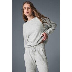 Alo Soho Pullover Athletic Heather Grey Crew Neck Women's Size Small